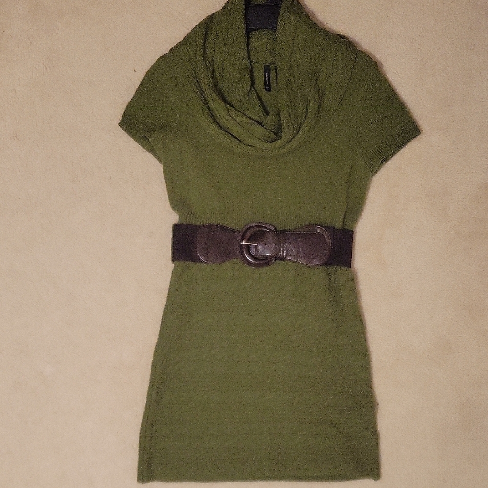 New Directions Green Cowl Neck Sweater